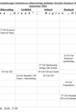 Gottesdienstplan September 2024